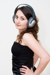 Young woman listening music