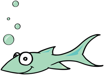 Cute Fish Blowing Bubbles Illustration Raster, JPEG