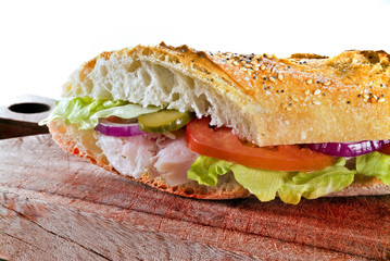 detail of sourdough sandwich with ham