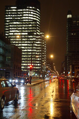 Fototapeta na wymiar City night scene,Rene Levesque blvd, Montreal, Quebec, Canada