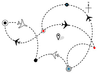 Airline Plane Flight Paths Travel Plans Map