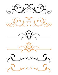 Black and brown ornamental floral page decorations and rules