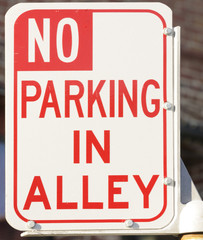 "No parking in Alley" road sign