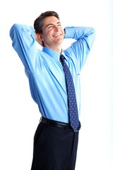  Smiling businessman. Isolated over white background.