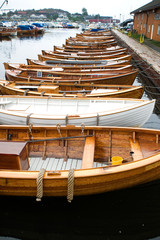 A row of old norwegian boats at Stavern, Norway