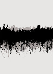 Grunge inspired crowd background in gray and black