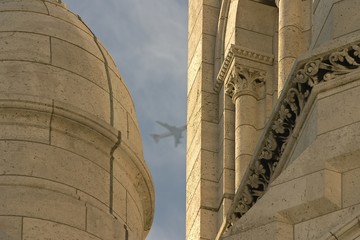 Sacré Coeur, Paris, detail with airplane