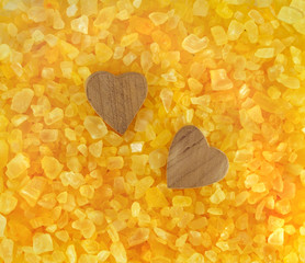 sea salt and wooden hearts