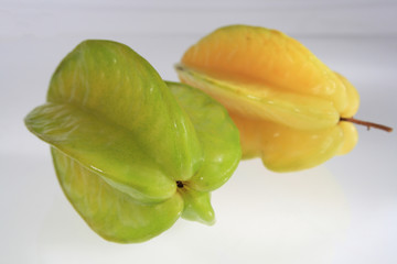 green  and yellow  color  Starfruit  with  sweet  tasty  pulp