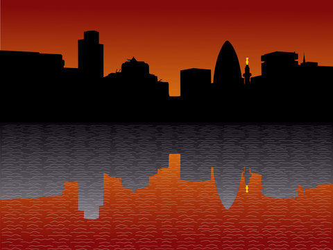 London Skyline at sunset illustration