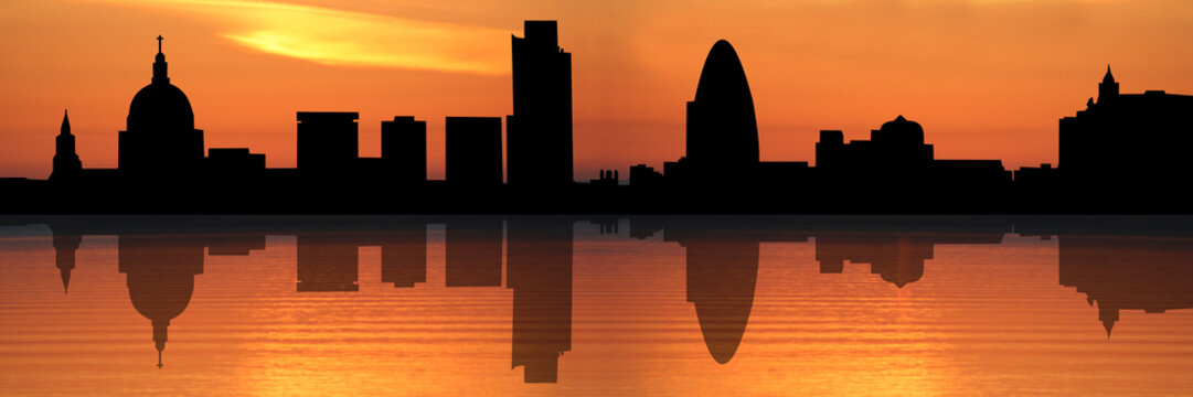 St Pauls Cathedral And London Skyline Reflected At Sunset
