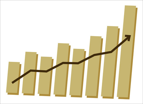rising bar chart with upward trend clip art preview