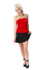 Fototapeta premium Pin up of beautiful blonde isolated on a white background