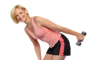 Attractive woman working out isolated on a white background