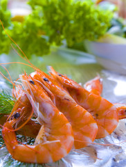 Delicious plate of prawns