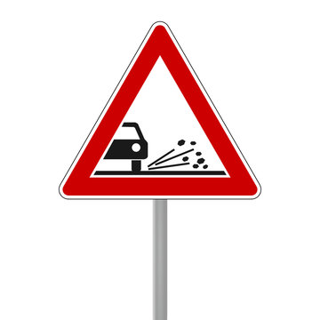 verkehrszeichen splitt/schotter