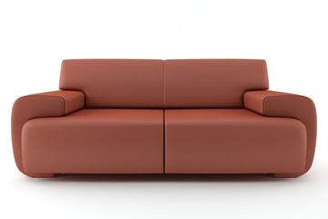 3d brown sofa isolated on white background
