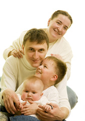 european young family together on white