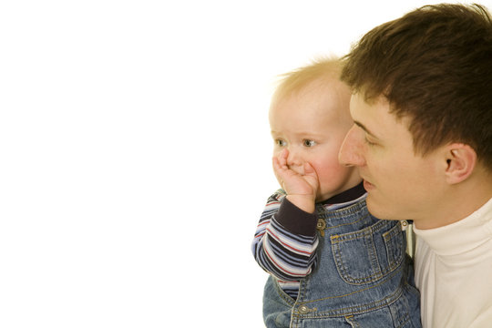 son on father's hands