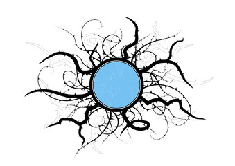 Circles and plants with prickles. Vector