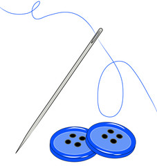 sewing needle and thread with buttons 