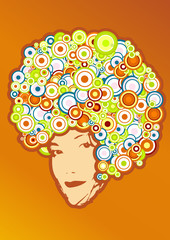 Afro style with circles. Vector art
