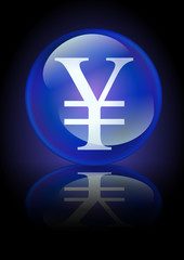 Obraz premium Boule de cristal Yen sur fond noir