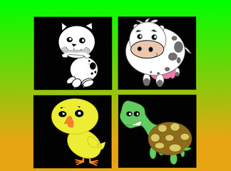 Obraz premium Vector set - stylized domestic animals..