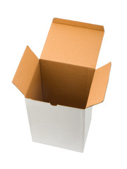 Empty cardboard box, isolated on white background
