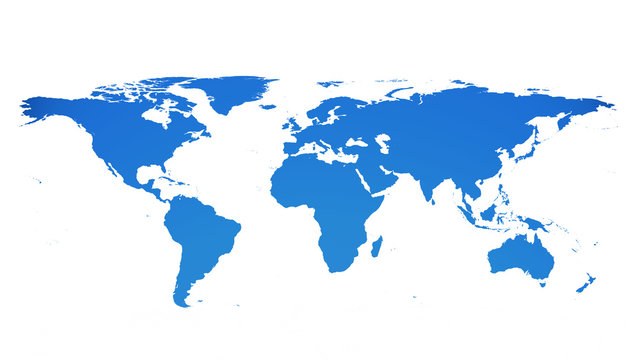 Detailed flat map of the earth in blue