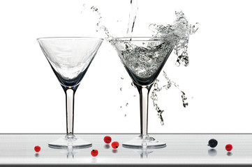 two glasses for martini, cowberry and jet