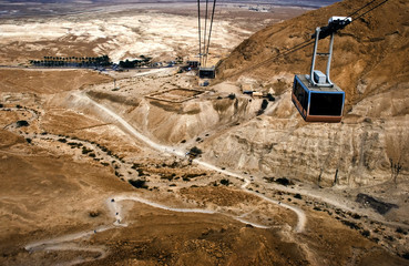 The cable car to ancient city Masada from Israel
