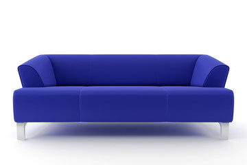 3d blue sofa isolated on white background