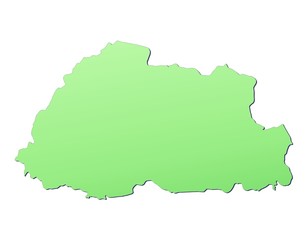 Bhutan map filled with light green gradient