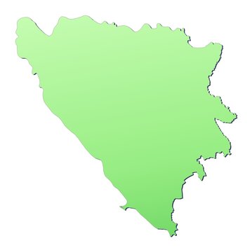 Bosnia and Herzegovina map filled with light green gradient