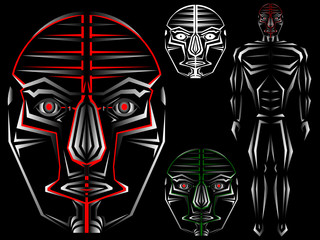 abstract robot head and body design