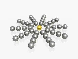 one gold ball different from the others