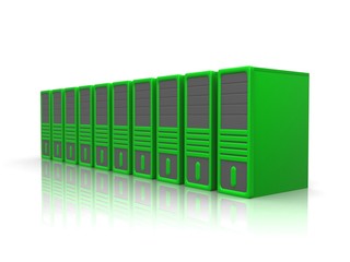 row of green servers