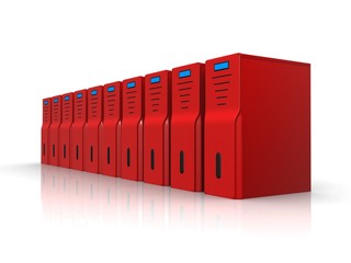 row of red servers