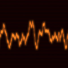 An orange audio waveform over a black background. 