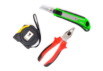 Set of construction tools. Isolated on white.