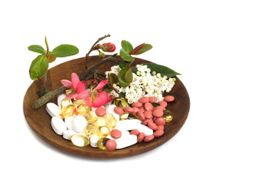 tablets, pills, capsules, and flowers