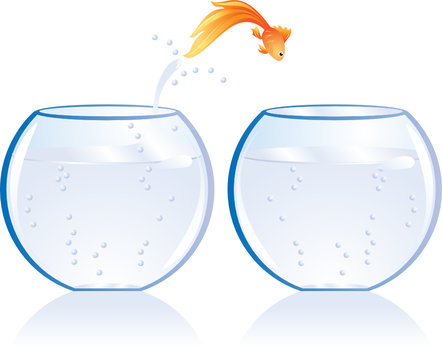 goldfish jumping out of bowl clip art preview