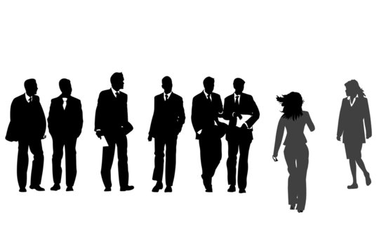 business people discussing silhouette