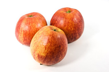 Fototapeta na wymiar Three red apples isolated on white background