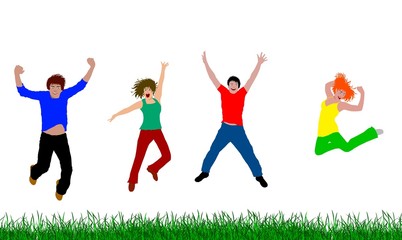 fröhliche junge leute