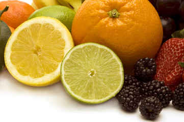 fresh fruits on white background