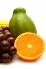 fresh fruits on white background