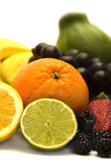 fresh fruits on white background
