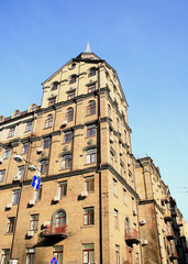 Obraz premium soviet building at pushkinskaja street in kyiv, ukraine